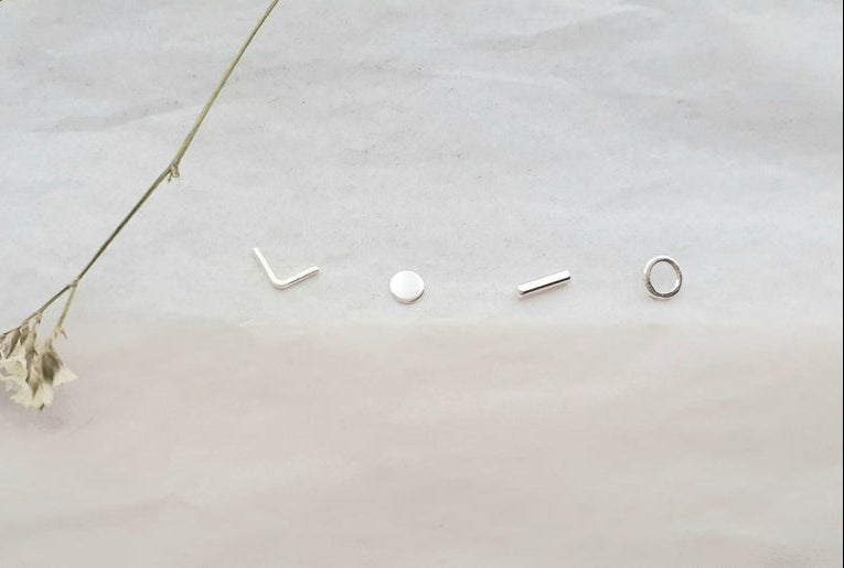 Mix & Match Geometric Studs - Brass or Silver