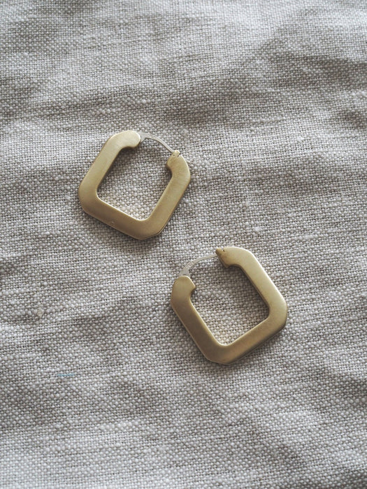 Bonnie Brass and Silver Square Hoop Earrings