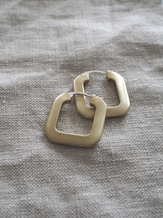 Bonnie Brass and Silver Square Hoop Earrings