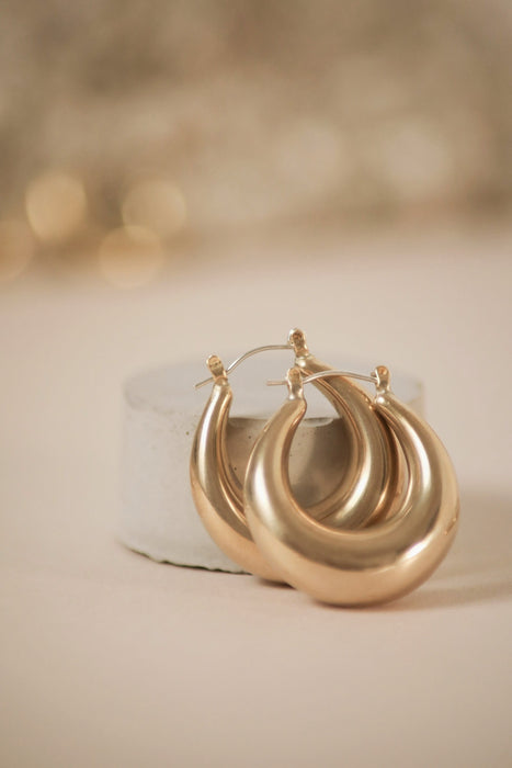 Della Brass and Silver Hoop Earrings