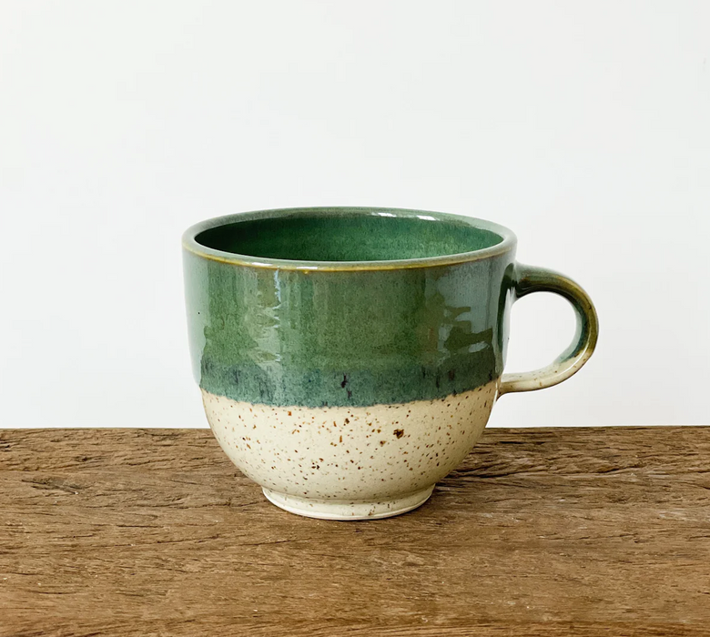 Green & Cream Speckle Glazed Handmade Mug