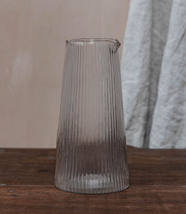 Ribbed Tapered Glass Jug