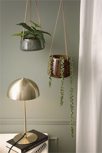 Small Green Glazed Hanging Plant Pot