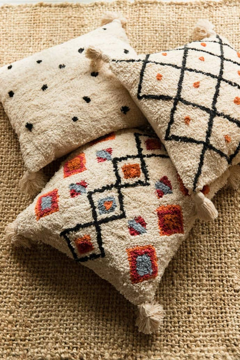 Patterned Cushion With Tassels