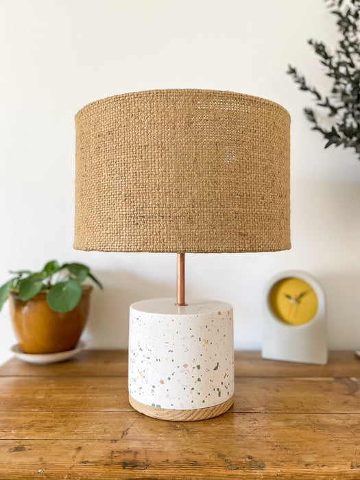 Flecked Eco Resin & Copper Lamp with Reclaimed Wood Base