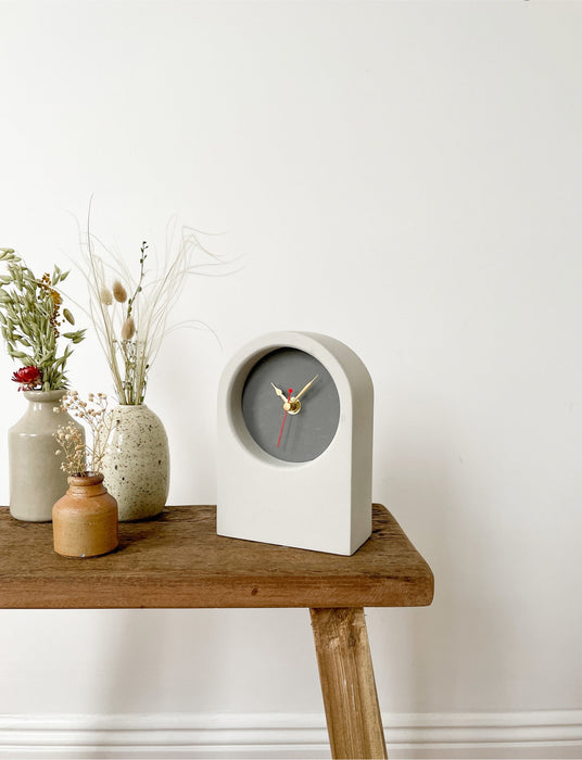 Handmade Concrete & Dark Grey Desk Clock