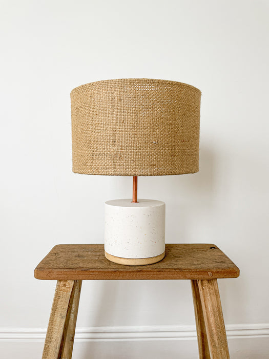 Flecked Eco Resin & Copper Lamp with Reclaimed Wood Base