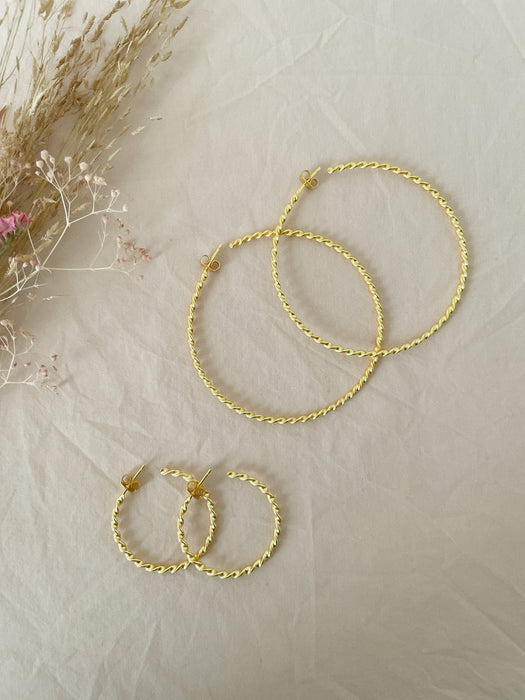 Medium Gold Twist Hoop Earrings