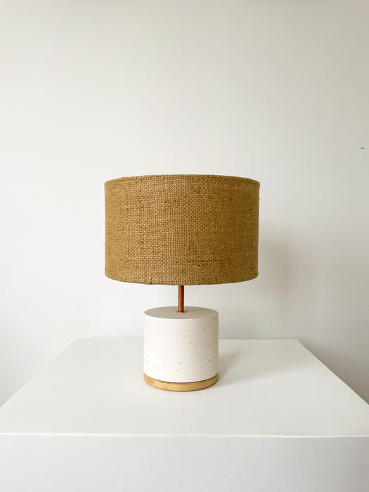 Flecked Eco Resin & Copper Lamp with Reclaimed Wood Base