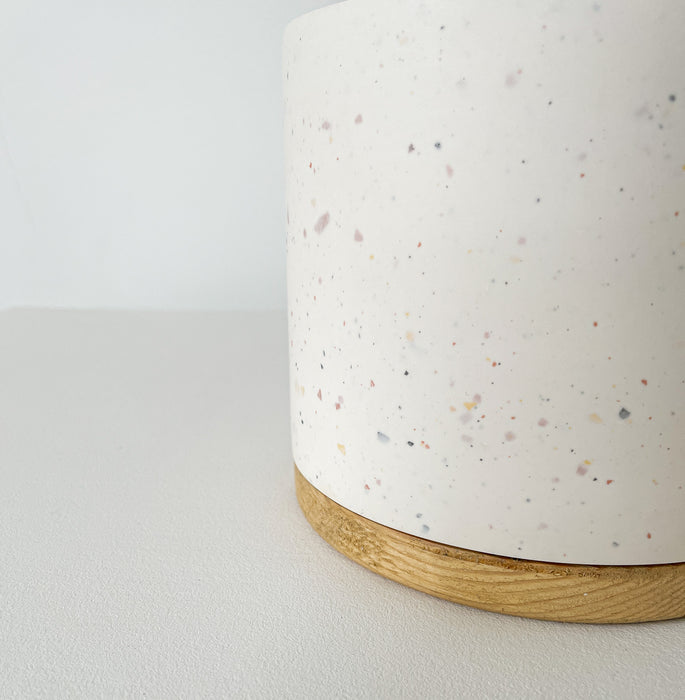 Flecked Eco Resin & Copper Lamp with Reclaimed Wood Base