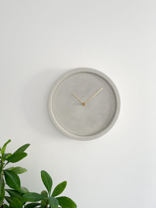 Handmade Concrete & Brass Wall Clock