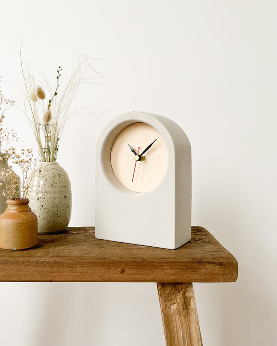 Handmade Concrete & Beige Desk Clock