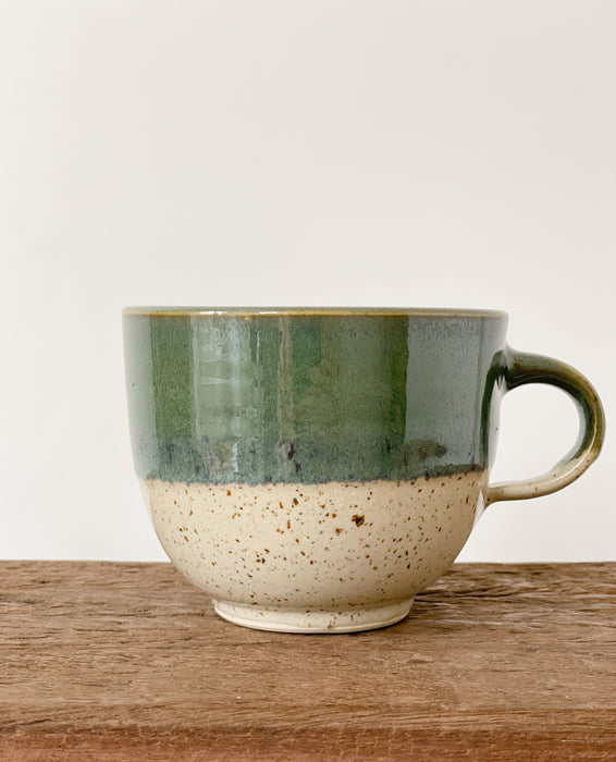 Green & Cream Speckle Glazed Handmade Mug