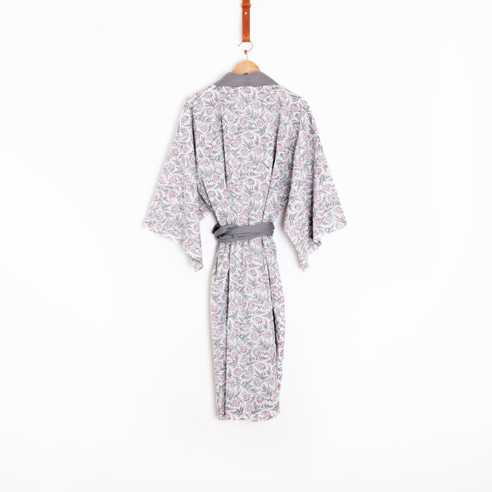 Hand Block Printed Kimono Dressing Gown Robe - Rikisha