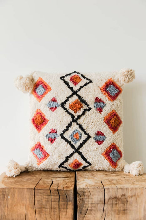 Large Patterned Cushion With Tassels