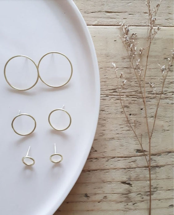 Silver Round Line Studs
