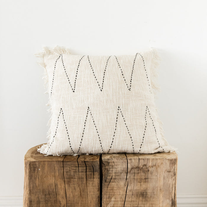 Cream Cushion With Zigzag Pattern