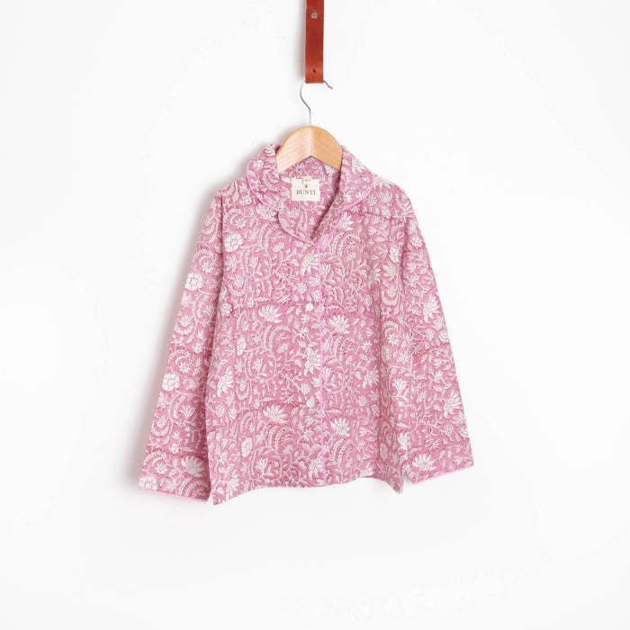 Hand block printed children's pyjamas-Pink Floral