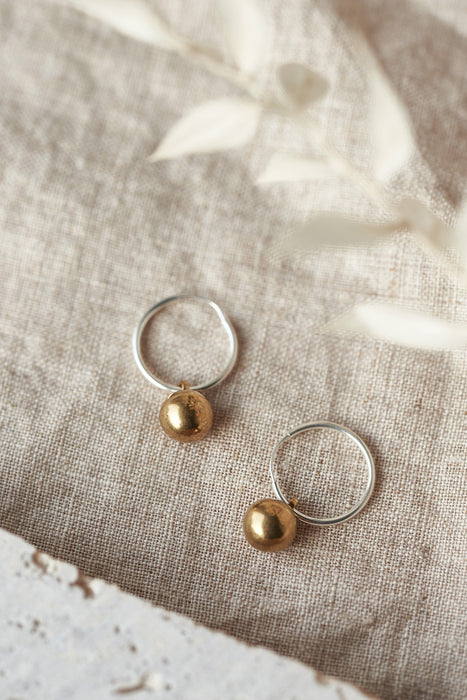 Emily Brass and Silver Bobble Earrings