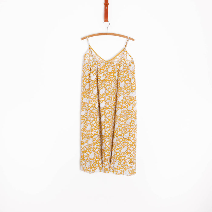 Hand block printed cotton camisole nightdress-Soha