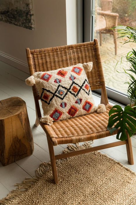 Large Patterned Cushion With Tassels