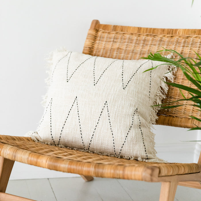 Cream Cushion With Zigzag Pattern